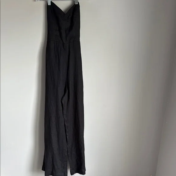 Reformation Oregano Linen Wide Leg Jumpsuit in Black 0